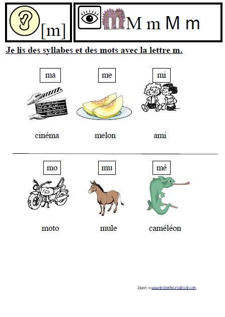 Mot De 7 Lettres Avec Les Lettres Suivantes Fiche de son : Le son [m] - Des Bonheurs à l'École
