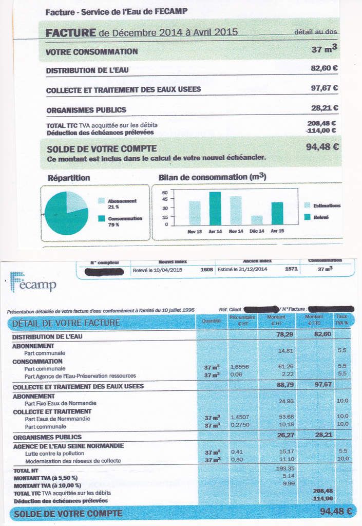 assainissement facture eau