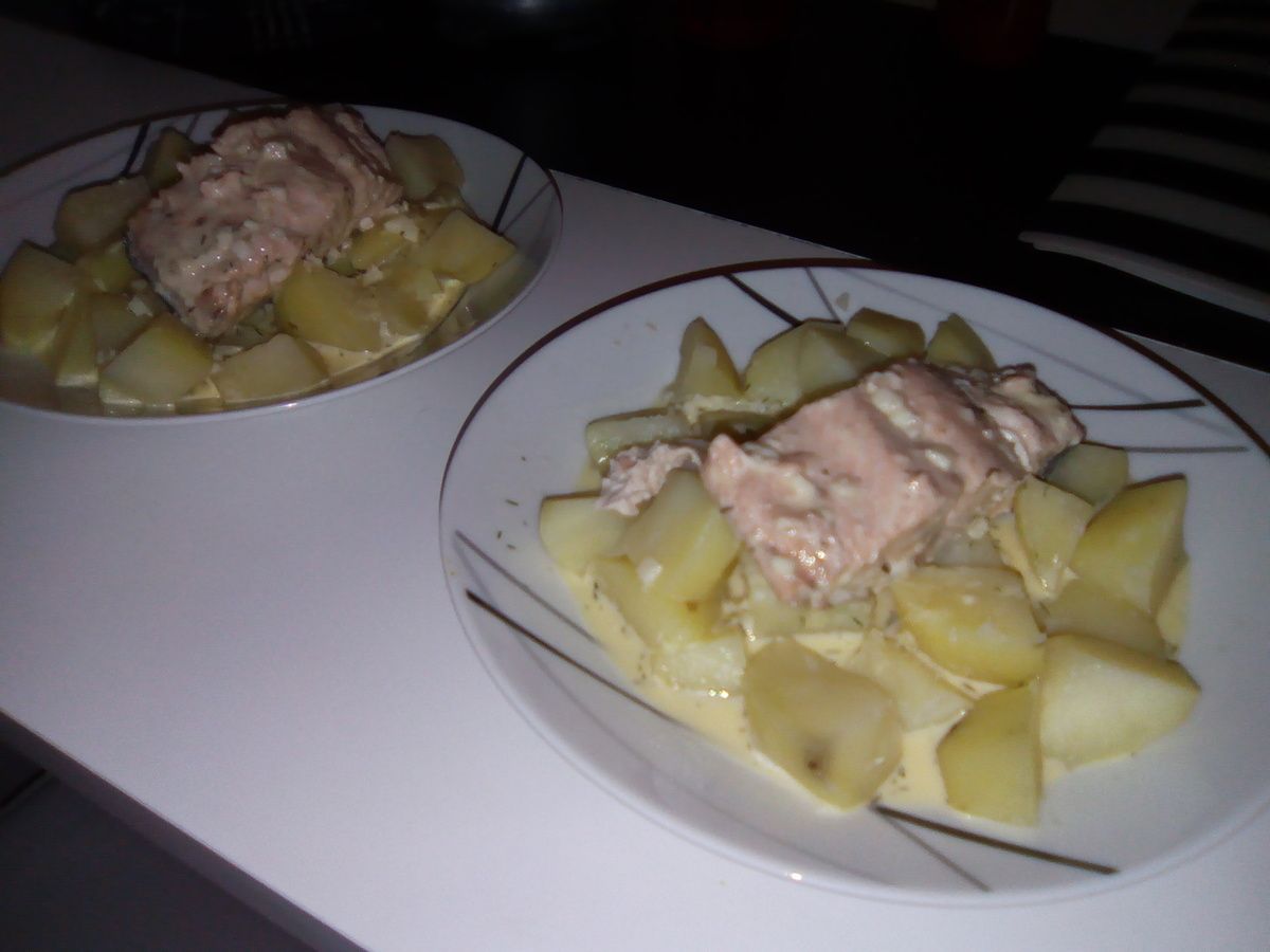 Pavés de saumon et ses pommes de terre a la sauce citronné au Varoma Thermomi Notre amour de