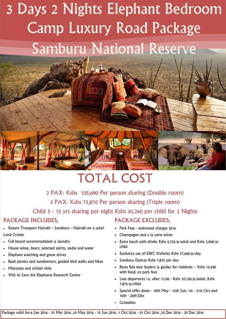 3 Days 2 Nights Elephant Bedroom Camp Luxury Road Package