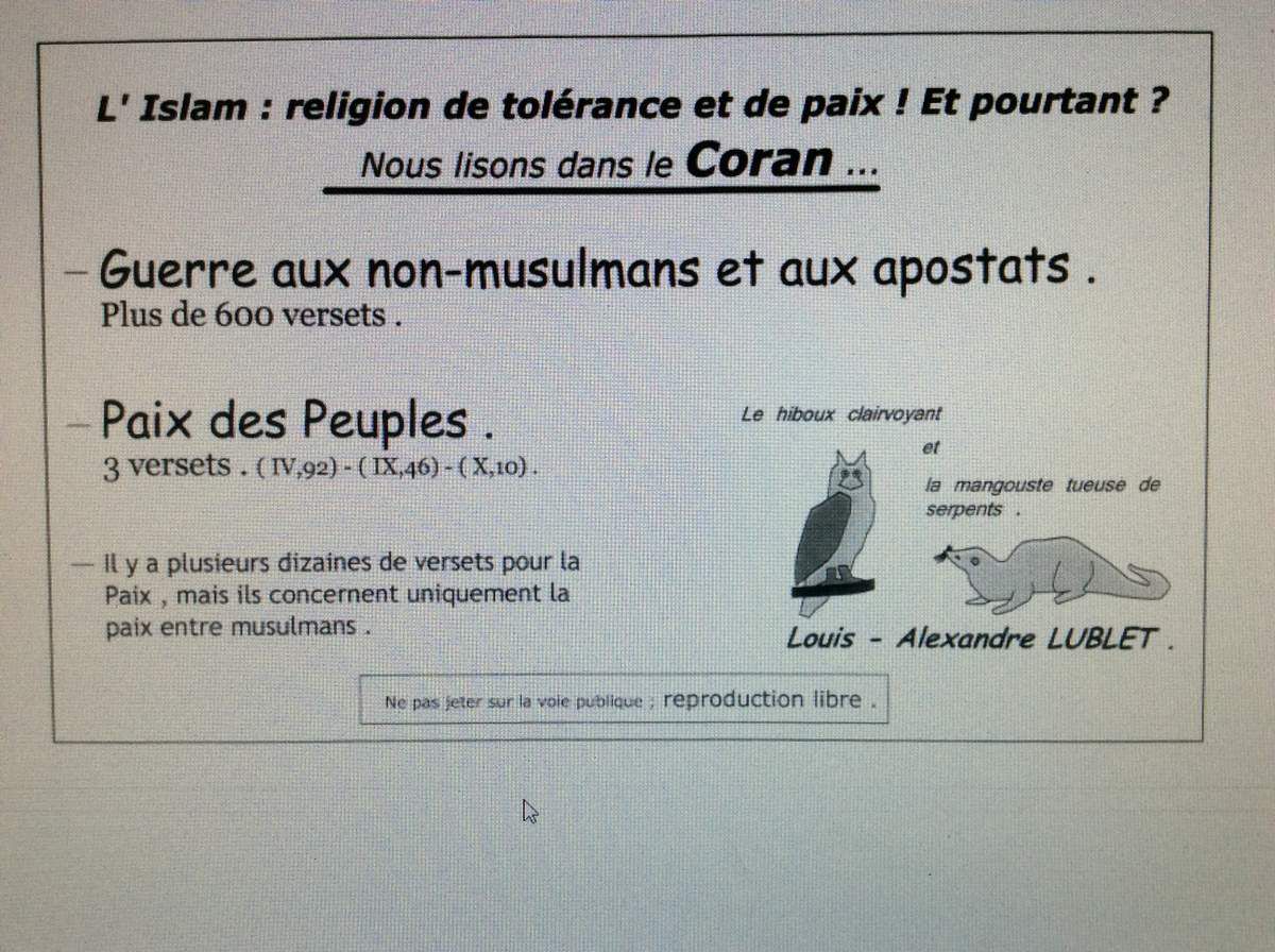 Fatrasies coraniques + Arrêt CEDH  31.07.2001, LA CHARIA, ISLAM...