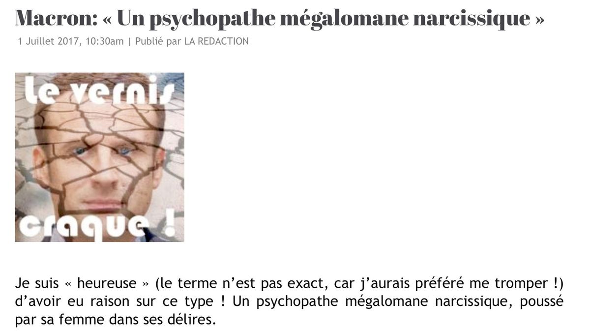 Macron Un psychopathe mégalomane narcissique...