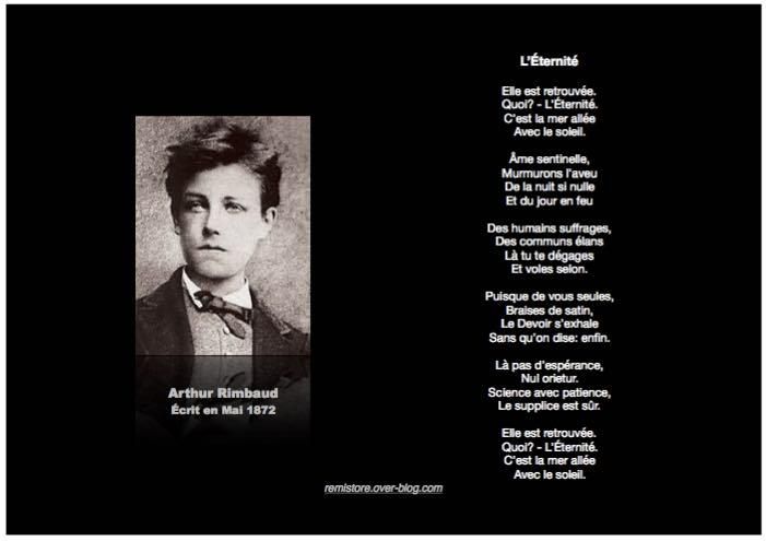 L'Éternité - poésie d'Arthur Rimbaud - La Culture EN Générale avec La  Boutique de Rémi