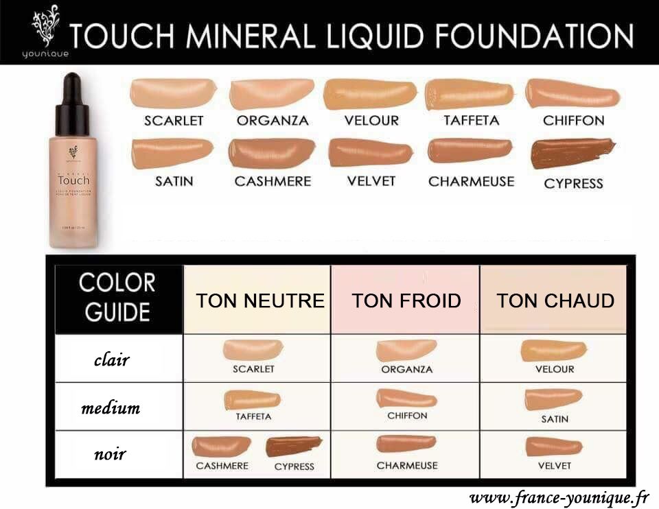 Fond de teint mineral touch : comment choisir sa teinte ? - Younique by  Anissa