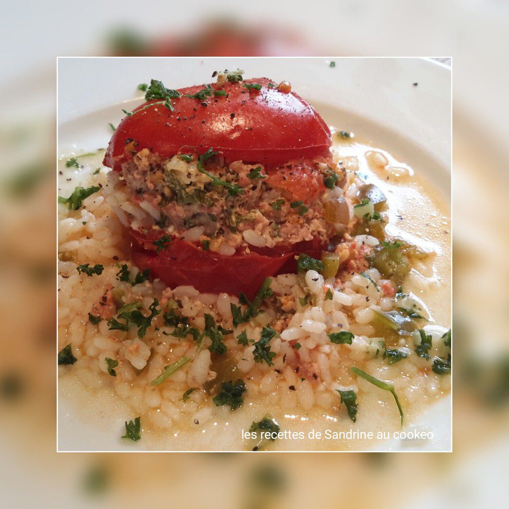 Tomate farcie et son riz en accompagnement au cookeo companion thermomix  recette facile - Les recettes de sandrine au companion ou pas