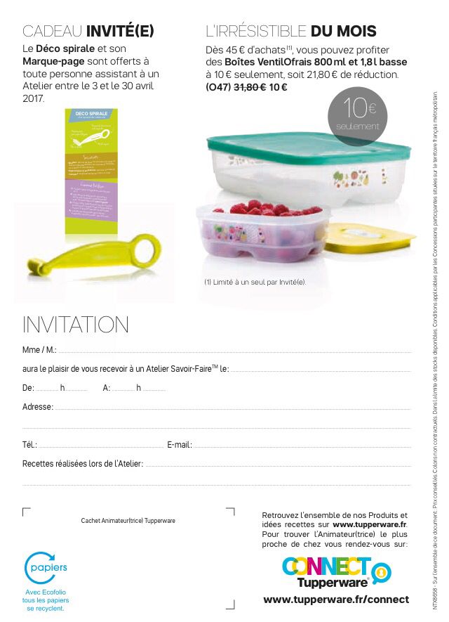 Avril chez Tupperware Les recettes de Mumu