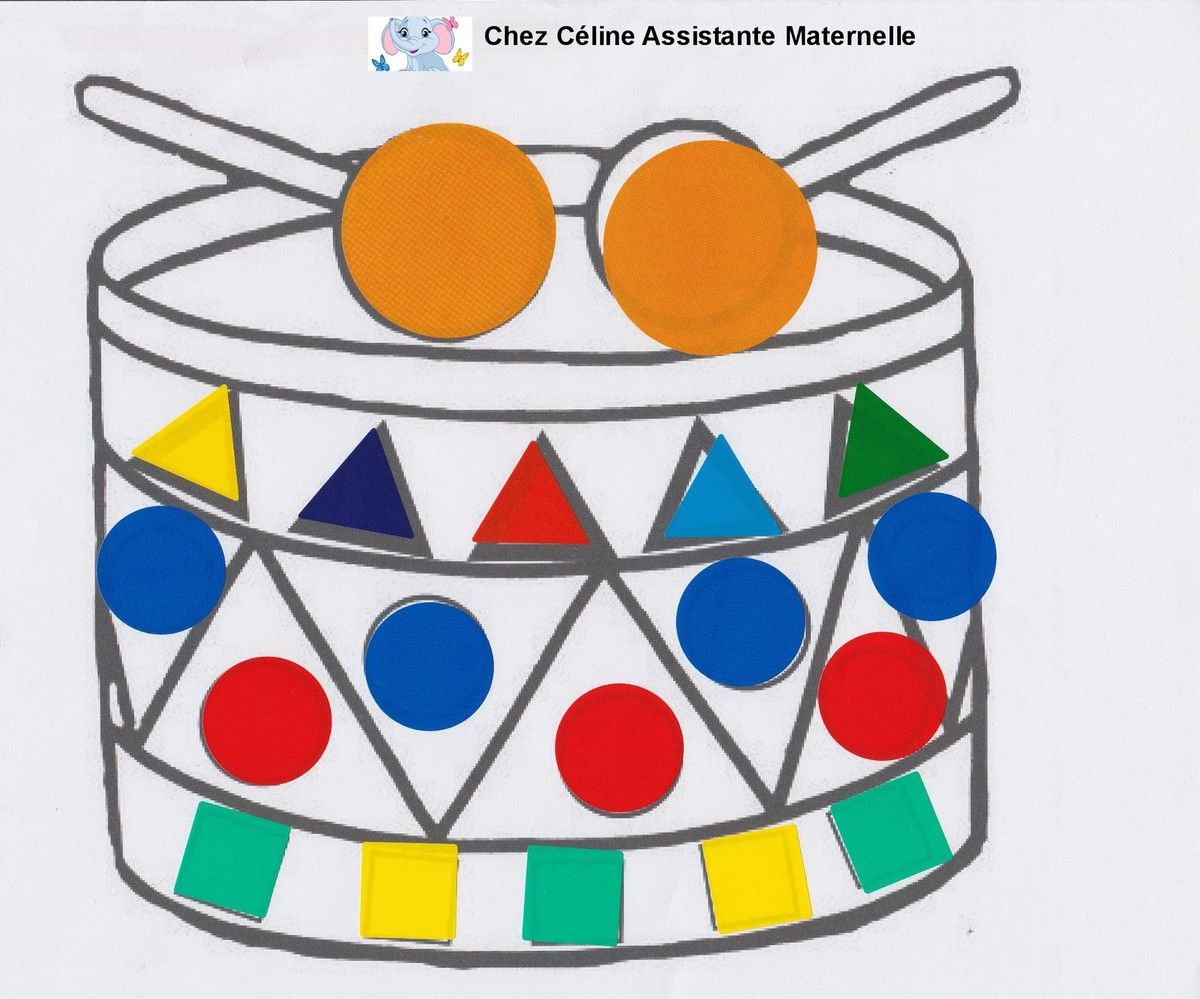 Coloriage Fªte de la Musique Chez Céline Assistante Maternelle Le Tambour en Gommettes