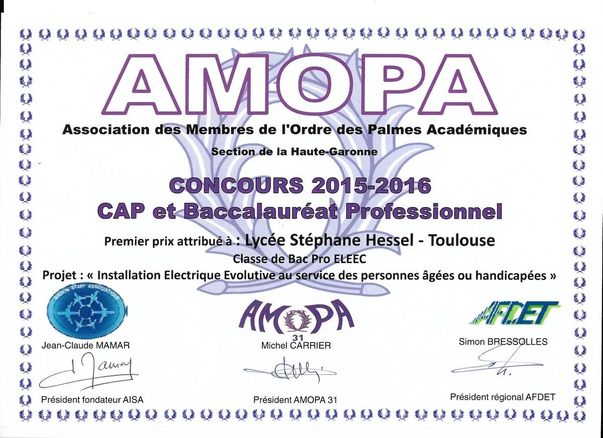 1° Prix CONCOURS AMOPA