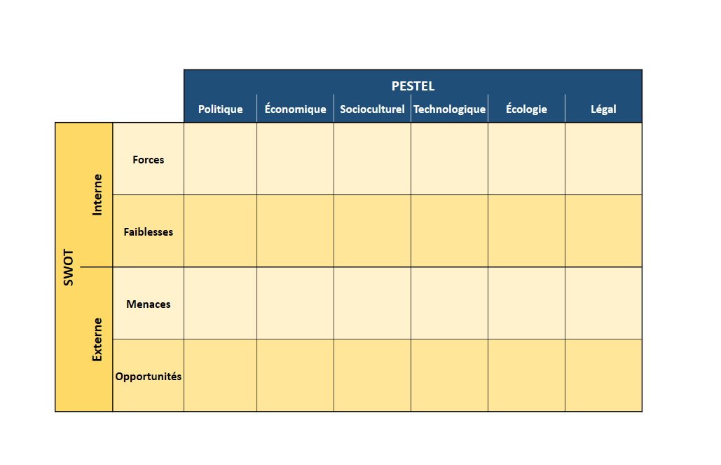 Identification du contexte de l'entreprise avec la matrice combinée SWOT/ PESTEL - QERI-BOX, maîtrisez vos risques.