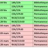 Calendrier février et mars 2015