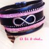 Manchette infinity noir et rose