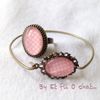 Bracelet et bague vintage rose à pois blanc: