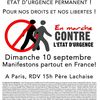 dimanche 10 septembre 2017 à 15h : Manifestation Contre l'instauration d'un état d'urgence permanent !