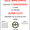 Loto du club de Foot ASTRM - Dimanche 3 janvier 2016 à Les Mazures