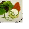 BAVAROIS DE CHEVRE , COULIS DE POIVRON ROUGE