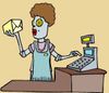 La caissière est remplacée par un robot.