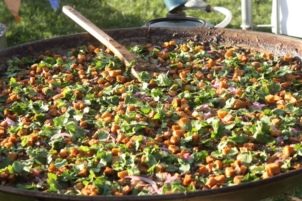 Une festive et joyeuse cuisine participative avec La Légumerie pendant la fête des récoltes, sur les quais du Rhône... 250 assiettes réalisées collectivement ! 