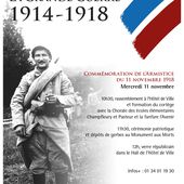 Rendez-vous : Commémoration de l'Armistice du 11 novembre 1918 - ASAEECC "Votre vie à Carrières"