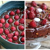 Gâteau aux deux chocolat et framboises fraîches