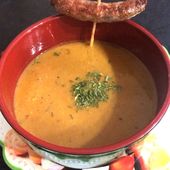 Velouté de lentilles corails aux merguez - Les saveurs culinaires de Rosa