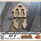 Porte-clés personnalisés pour femmes - Idée cadeau pour les noces de Bois & noces de Cuir. Tableaux et Portraits personnalisés