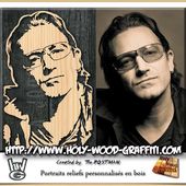 Portrait / dessin de Bono ( U2 ) - Idée cadeau pour anniversaire de mariage.