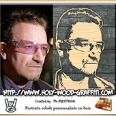 Portrait de Bono ( U2 ) - Idée cadeau pour anniversaire de mariage, départ en retraite et porte-clés personnalisés
