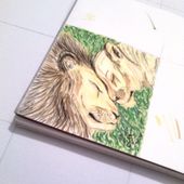 Toile collective: 1ère oeuvre Lions - crea.vlgomez.photographe et bricoleuse touche à tout.over-blog.com