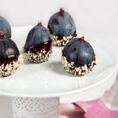 Figues farcies mascarpone-orange, nappées au chocolat et amandes