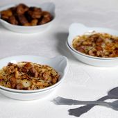 Alain Passard : gratin d'oignons doux des Cévennes au parmesan et châtaignes