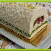 Bûche Chocolat Blanc, Framboises, Pistaches