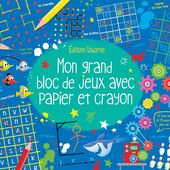 Jouer et découvrir # 74 - Mon grand bloc de jeux avec papier et crayon - Usborne - 2017 (dès 6 ans)