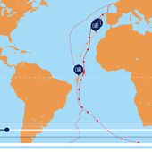 Cartographie 2D tentative record tour du monde en solitaire multicoque 2016 : Sodebo Thomas COVILLE #2 - OOKAWA Corp.