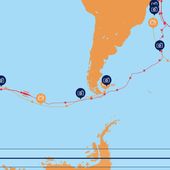 Cartographie 2D tentative record tour du monde en solitaire multicoque 2016 : Sodebo Thomas COVILLE #11 - OOKAWA Corp.