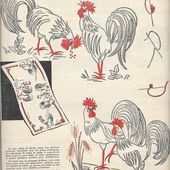 Broderie main : des coqs