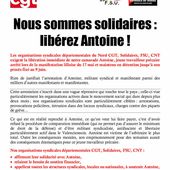 Nord : libérez Antoine! - Front Syndical de Classe