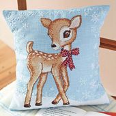 Coussin bambi en point de croix