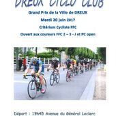 Critérium de la vile de Dreux (28) en 2, 3, J et PC Open le mardi 20 juin 2017