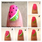Nail art pastéque, tutoriel ici - NailartAngel