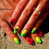 Nail art coccinelle en été. (tutoriel précis) - NailartAngel
