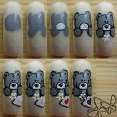 Nail art nounours (teddy B), tutoriel complet - NailartAngel