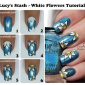 Tutoriel pas à pas, nail art fleurs d'hivers facile à réaliser, niveau débutant - NailartAngel