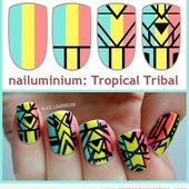 Tutoriel, nail art "tropical tribal", motifs tribales - NailartAngel