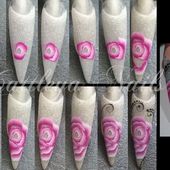 Nail art rose one stroke, tutorial pas à pas - NailartAngel