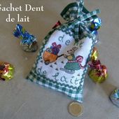 Sac à dent de lait brodé : Souris Verte - Chez Mamigoz