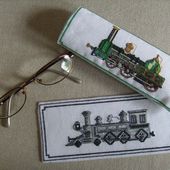 Locomotives anciennes, étuis lunettes brodés - Chez Mamigoz