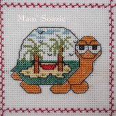 Plaid Tortues brodées : Tortue Robinson - Chez Mamigoz
