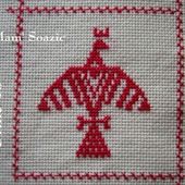 SAL : Plaid Broderie Rouge... Grille 40 / L8 - Chez Mamigoz