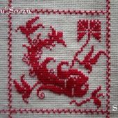 SAL : Plaid Broderie Rouge... Grille 24 / D10 - Chez Mamigoz