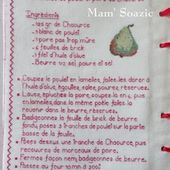 Livre Recettes Brodées de Mamigoz : Brickettes de poulet et poire au Chaource - Chez Mamigoz